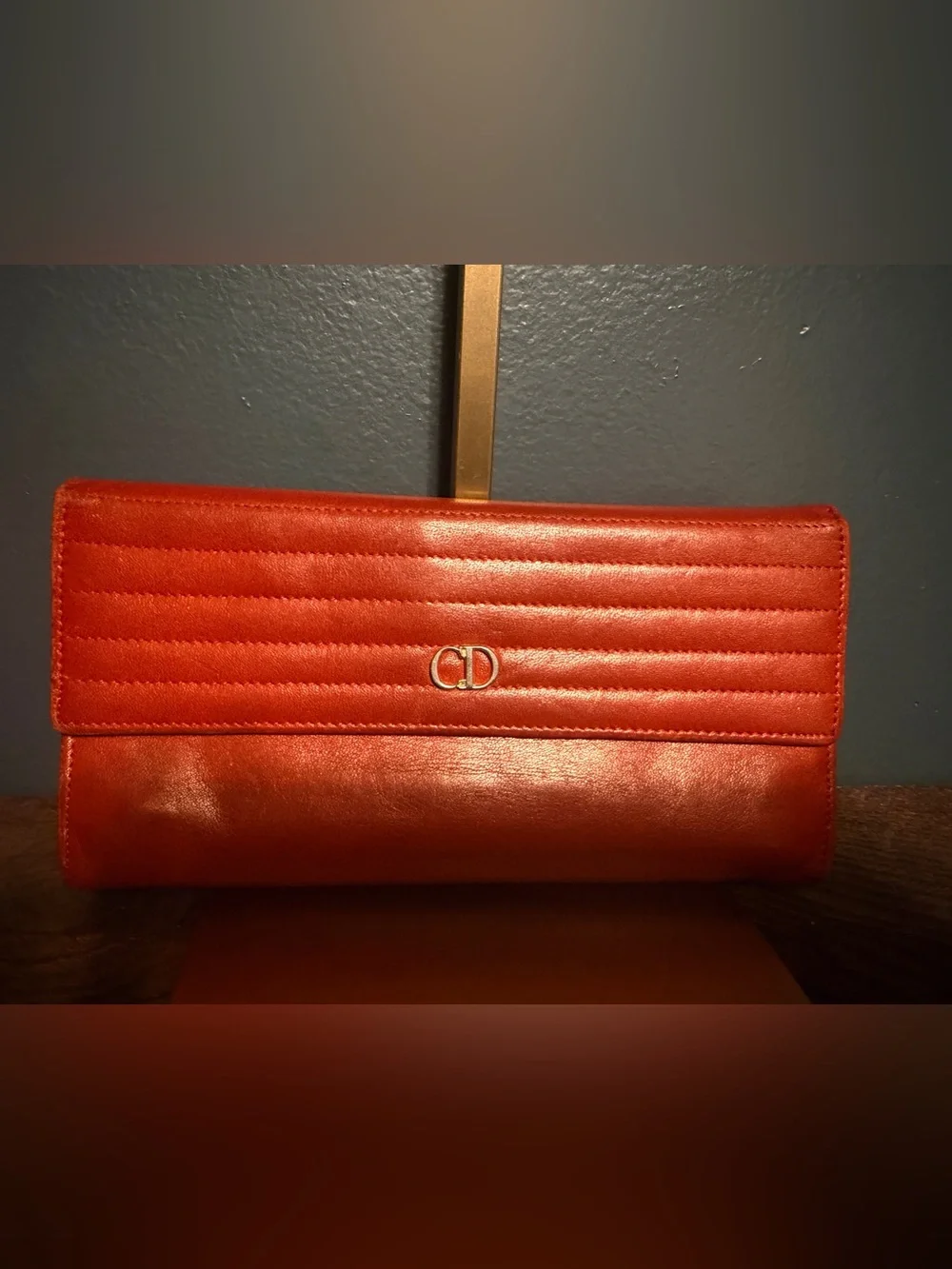 Dior Red Quilted Leather Wallet with Gold CD Emblem